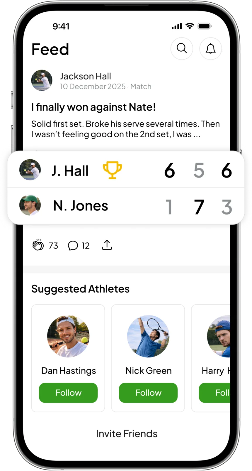 The Slice feed showing recent matches from players you follow